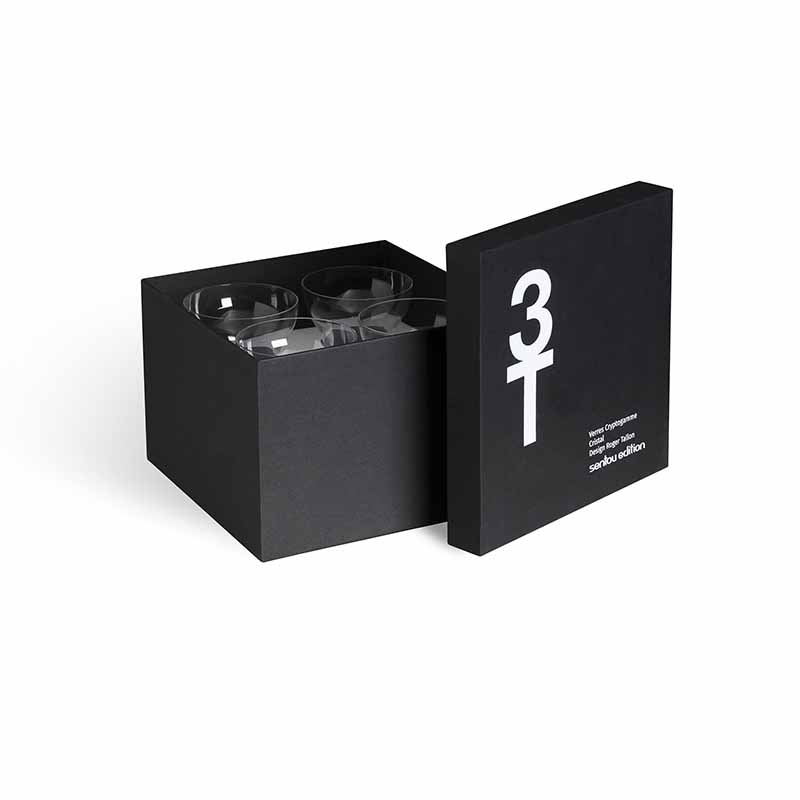 Boite de 4 verres à eau de vie Cryptogamme, création Roger Tallon, Sentou Edition