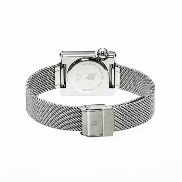 Montre Mach 2000 Mini Square argent avec bracelet en métal argent créée par Roger Tallon