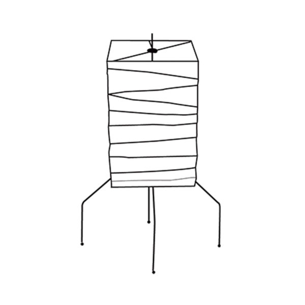 Croquis de la lampe à poser Akari UF1-XN, design Isamu Noguchi