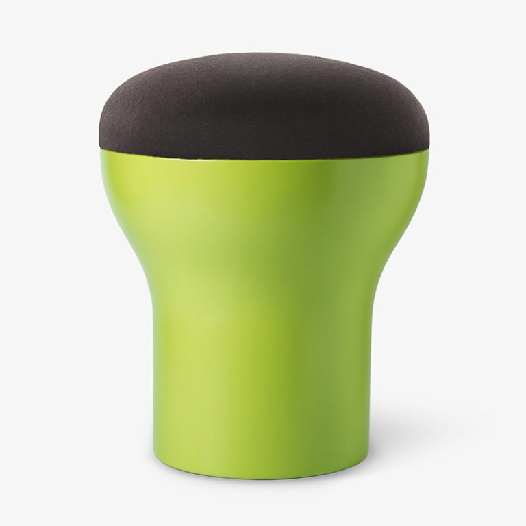 Tabouret Cryptogamme pied vert, coussin chocolat, design Roger Tallon Sentou Edition