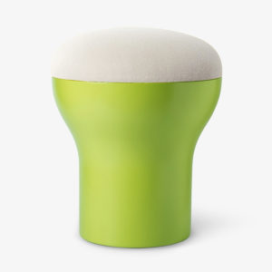 Tabouret Cryptogamme pied vert, coussin ivoire, design Roger Tallon Sentou Edition