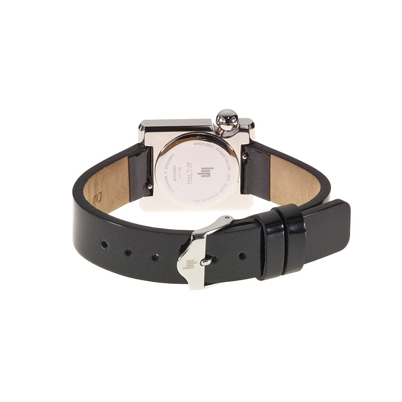 Montre Mach 2000 Square mini femme de Roger Tallon avec bracelet en cuir noir