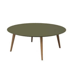 Table Basse LALINDE Ronde TGM<span> - </span>plateau Kaki / pieds chêne